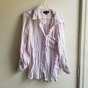 Tinsel xs white and lavender rayon button down